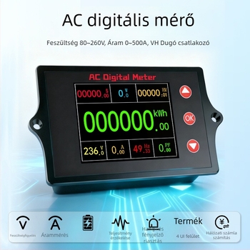 Peacefair Többfunkciós AC feszültség- és áramerősség mérő digitális kijelzővel, teljesítményfigyelés, frekvencia, energiamérő
