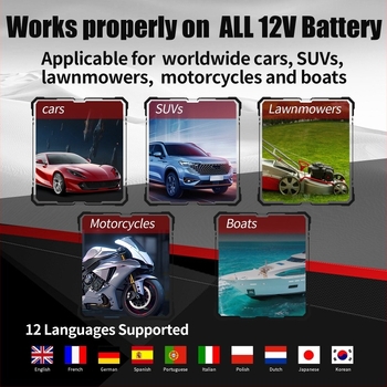 Gépjármű akkumulátor teszter egyetlen kattintásos olvasással és intelligens észleléssel, 6–16 V feszültségtartomány, 0–50°C működési hőmérséklet, autókhoz