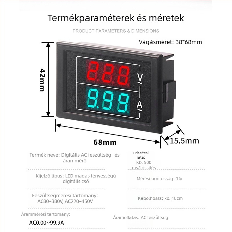D85-5035VA AC feszültség- és áramerőmérő fej, kiváló pontosságú digitális kijelző, kettős kijelző, háromfázisú 60–500V AC