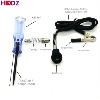 Autó feszültség-teszt toll 6-24V, DC detektor, motor- és biztosíték teszt, AS anyag