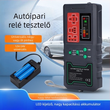 Autórelé detektor LED kijelzővel, 12V/24V, nagy kapacitású akkumulátor