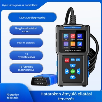 Autódiagnosztikai eszköz T200, feszültség 8-30V, működési hőmérséklet 20-60°C, autókhoz