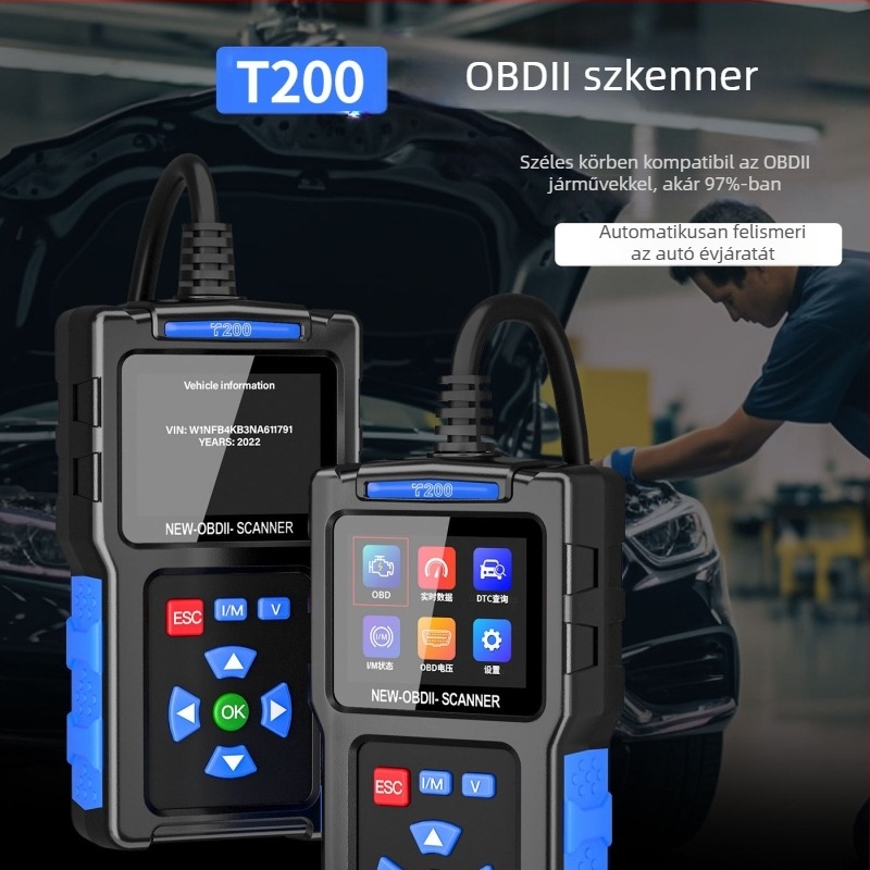 Autódiagnosztikai eszköz T200, feszültség 8-30V, működési hőmérséklet 20-60°C, autókhoz