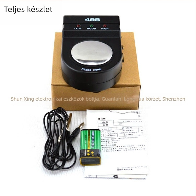 Vezeték nélküli földelési ellenállás mérő készülék anti‑statikus csuklópántra, modell 498, mérési tartomány 0-10, tömeg 0,23 kg