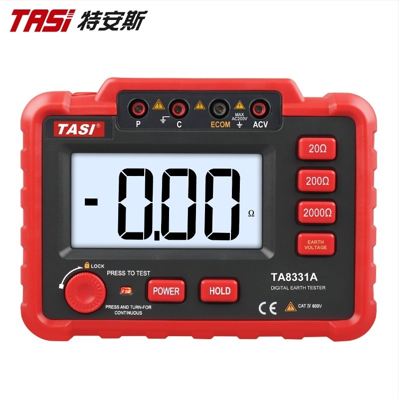 TA8331A földelő ellenállás mérő, földelési feszültség mérésével, nagy pontosságú digitális kijelző, működés akkumulátoros (8× AA)