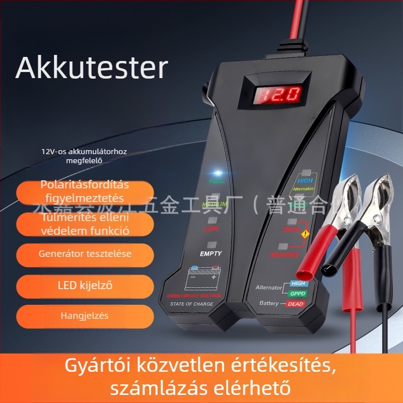 Gilco 805A 12V akkumulátor teszter, digitális autódiagnosztikai eszköz, 4-20V, -20°C-tól 50°C-ig
