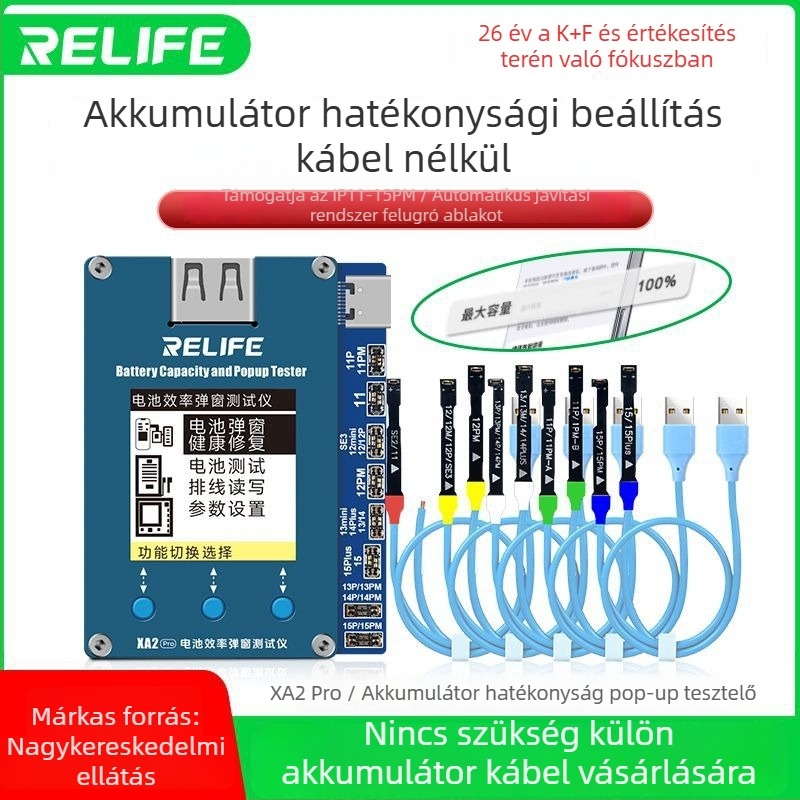 RELIFE XA2 Pro Akkumulátor-egészség teszter, digitális típus, modell XA2 Pro – az akkumulátor hatékonyságának pop-up ablak tesztelője, súly 0,1
