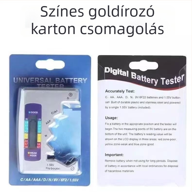 Fejlesztett akkumulátor-tesztelő LCD-kijelzővel és negatív ion detektorral – Digitális szárazelem-teszter (áram nélkül)