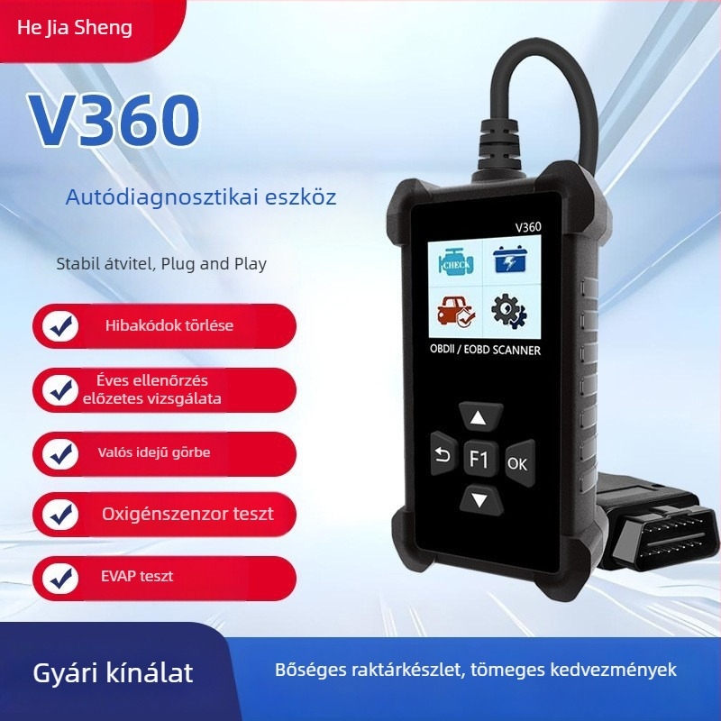 V360 járműdiagnosztikai eszköz, OBD hibadiagnosztika, OBD2 akkumulátor detektor és motor diagnózisa