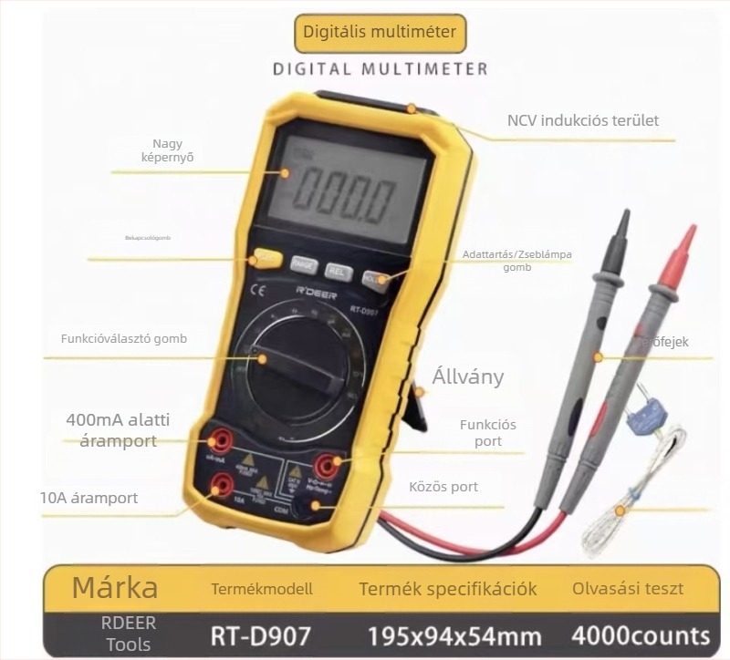 Feilu Tools Digitális multiméter – Magas pontosságú intelligens, többfunkciós elektronikus mérőeszköz villanyszerelők számára