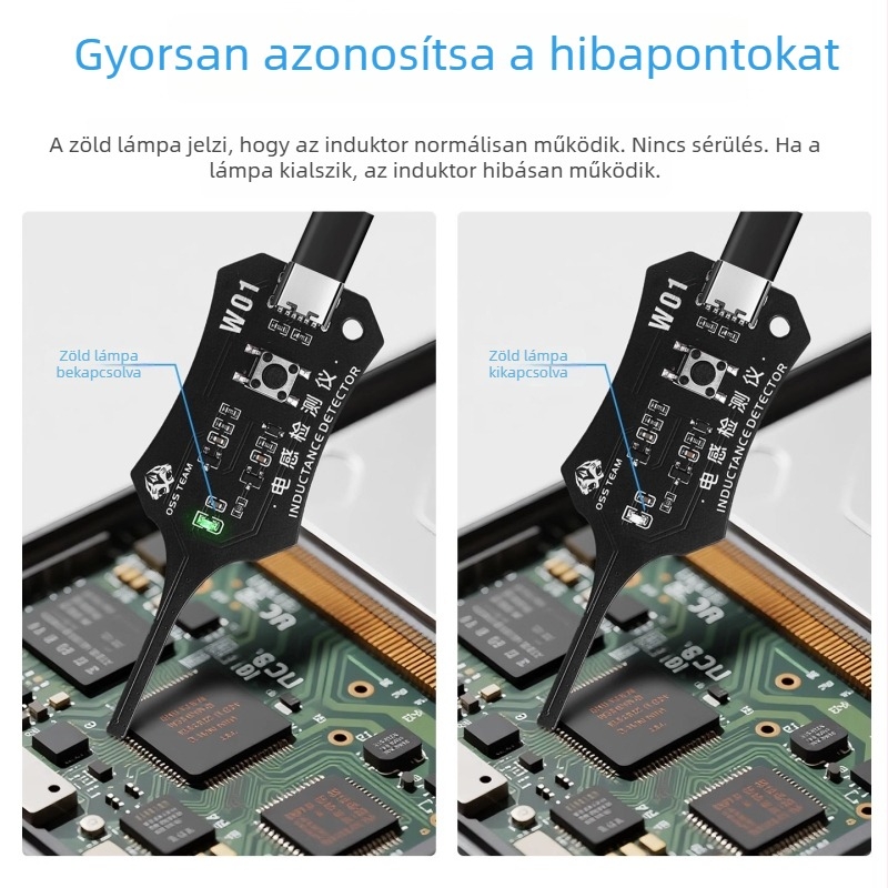 OSS Induktortesztelő mobiltelefonos javításhoz – digitális alaplap induktora hibáinak felderítése és elektromágneses indukció mérése