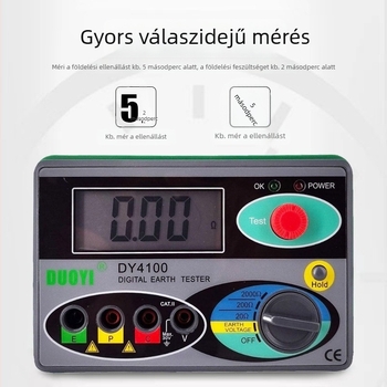 DY4100 mutatós ellenállásmérő földeléshez, mérési tartomány 1, akkumulátorra működik