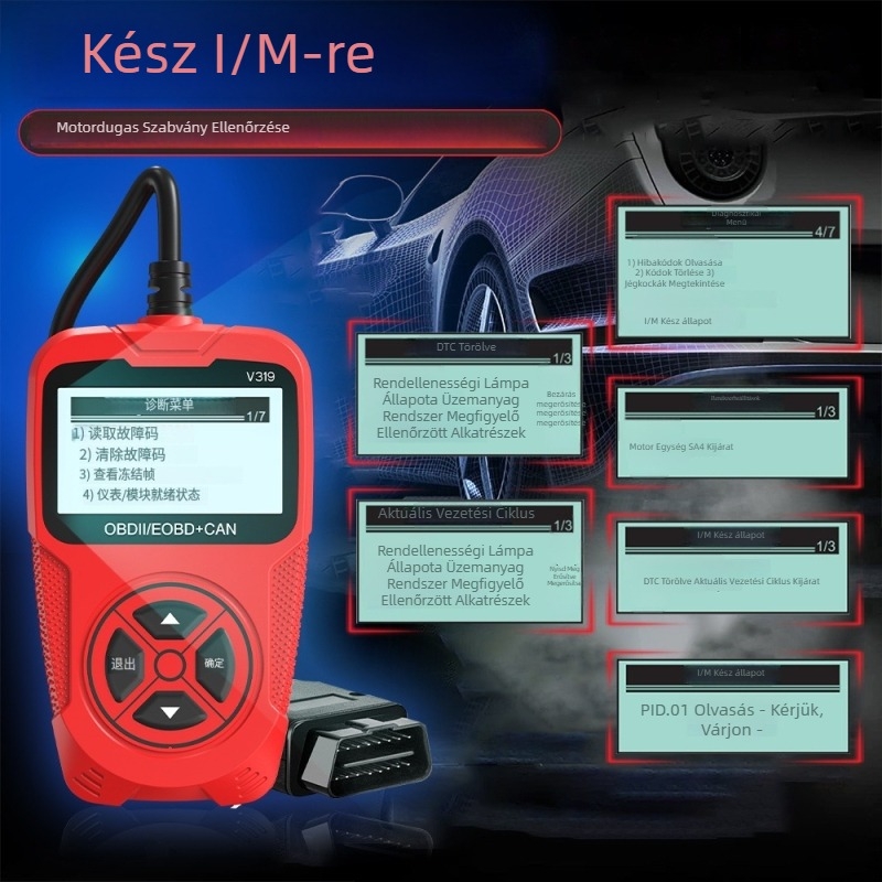 V319 kézi autódiagnosztikai szkenner, 2,4 hüvelykes kijelző, feszültségtartomány 8–36V, OBD2