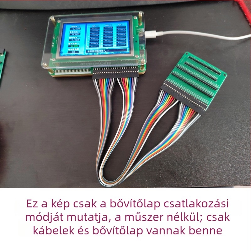 HD-002 Digitális sejtfeszültség-tesztelő 1–24 sorozatú akkumulátorpakkokhoz, két mérési tartomány 0,3–9 V és 0,3–25 V, pontosság ±0,003 V, tápellátás 5 V 2 A.