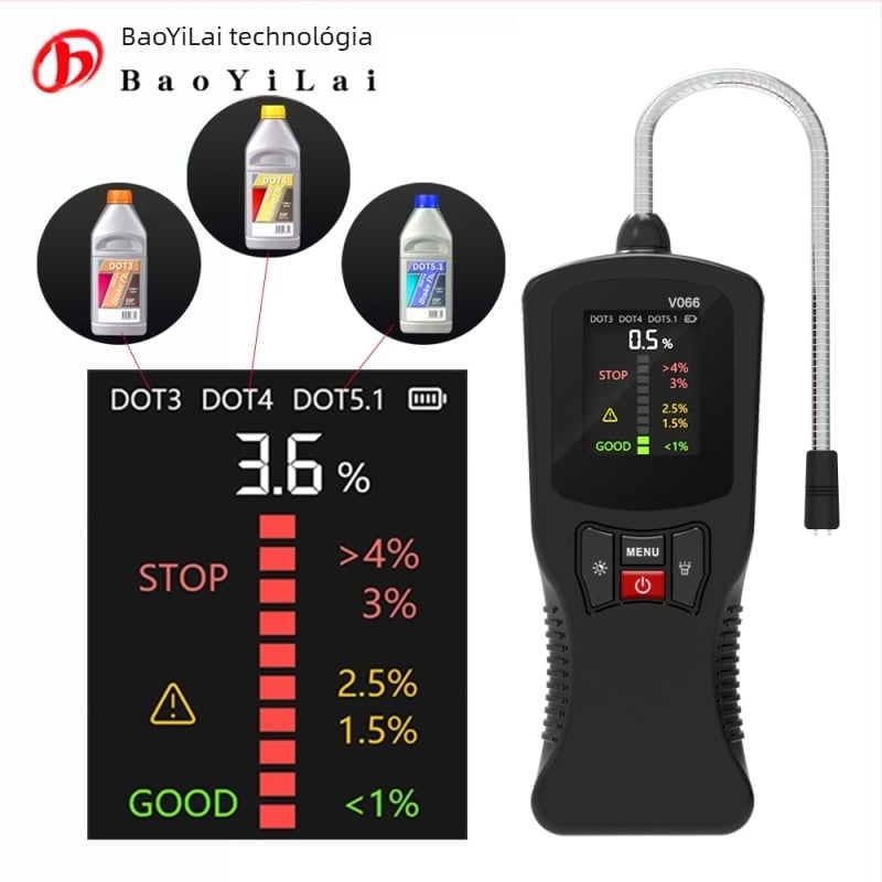 Baoyilai fékfolyadék detektor, DOT3/4/5.1 észlelés, 3V tápegység, -20°C-tól 80°C-ig