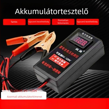 Akkumulátor feszültségdetektor és voltmérő ólom-akkumulátorokhoz, 6V–120V tartomány, hordozható, Leaping Flag márka