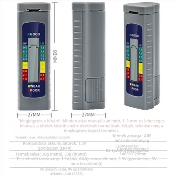 Új digitális akkumulátortester LCD-kijelzővel és száraz elem kapacitásmérővel