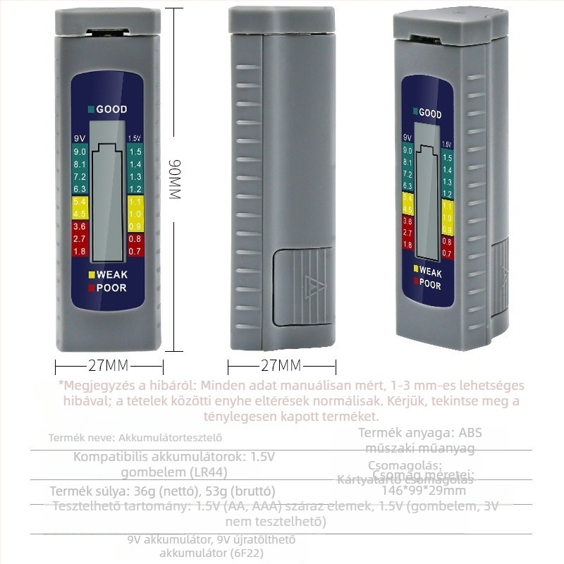 Új digitális akkumulátortester LCD-kijelzővel és száraz elem kapacitásmérővel