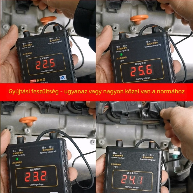 Autóhiba detektáló készülék gyújtási rendszer elemzéséhez és gyújtótekercs detektálásához, 24V, 20–65°C, motor- és akkumulátor-diagnosztika, modell T100