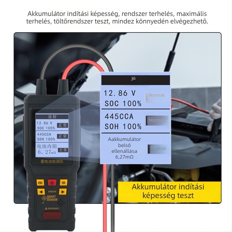 Xima AR2015 akkumulátortesztelő autóakkumulátorokhoz, 12V/24V – belső ellenállás mérő – Smart Sensor