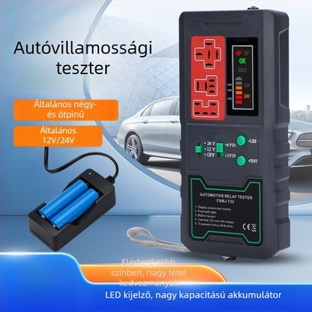 Autó relé tesztelő és hibaelemző készülék, 12V/24V, 4-pinos és 5-pinos