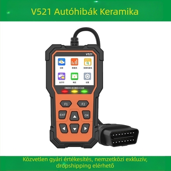 V521 OBD2 motordiagnosztikai eszköz – többfunkciós diagnosztikai teszter, 12–16V, 0–60°C, minden modellhez kompatibil
