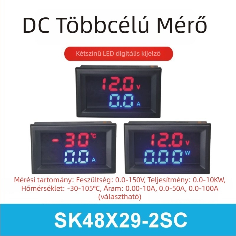 Shukong LED DC feszültség- és árammérő akkumulátorhoz digitális kettős kijelzővel és kapcsolóüzemű tápegység detektoral