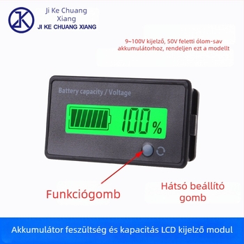 Vízálló voltmérő és teljesítménymérő LCD kijelzővel, 6-100V feszültségtartomány