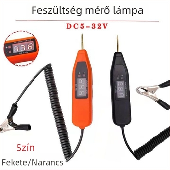 Gépjármű feszültségtesztelő digitális kijelzővel, 5-32V, 0-60°C, Modell 01, univerzális
