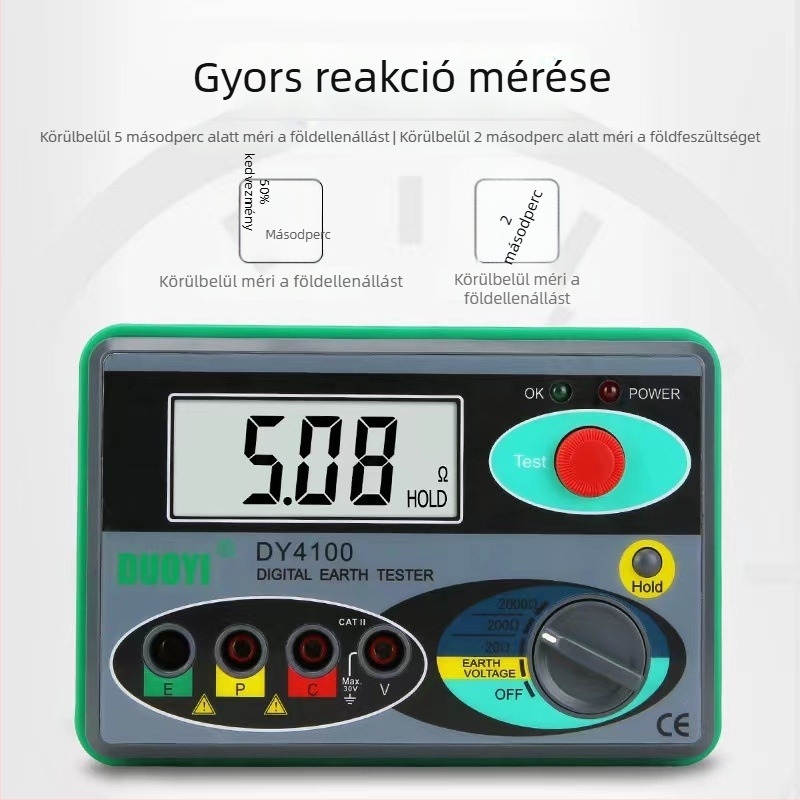 One More DY4100 Digitális földelés-ellenállás mérő – Professzionális, diák- és otthoni használatra