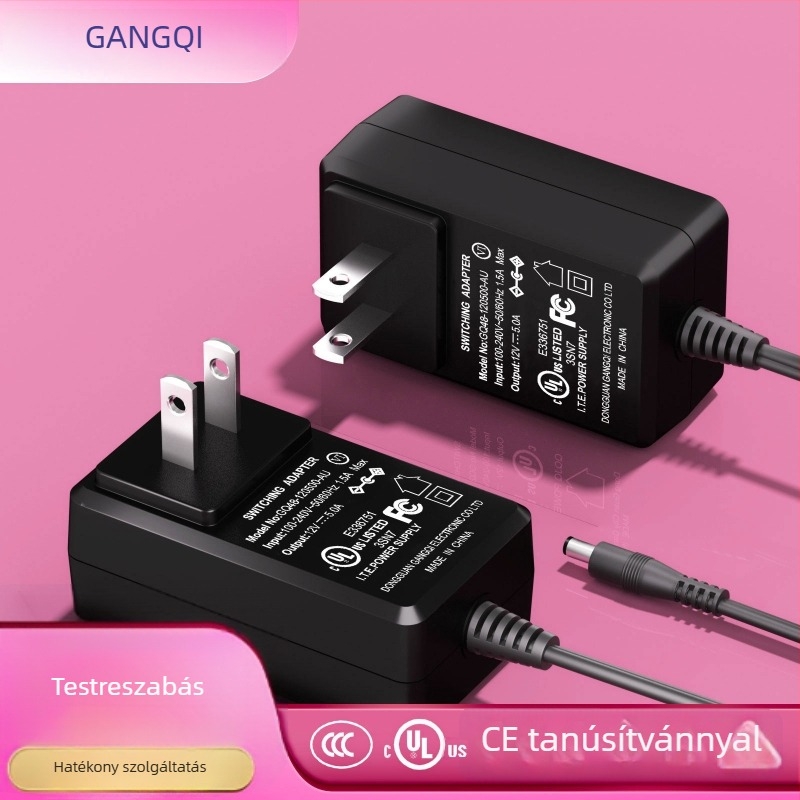 12V 5A falra szerelhető tápegység, US szabvány, UL tanúsított, 60W, sorozat GQ-48-120500-AU