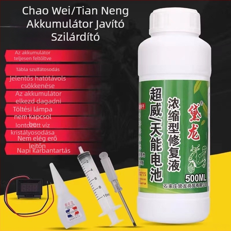 Elektromos jármű akkumulátor javító elektrolit distillált vízzel és 30+ összetevővel; 3 éves szavatosság; megfelel a 99-es minőségi standardnak