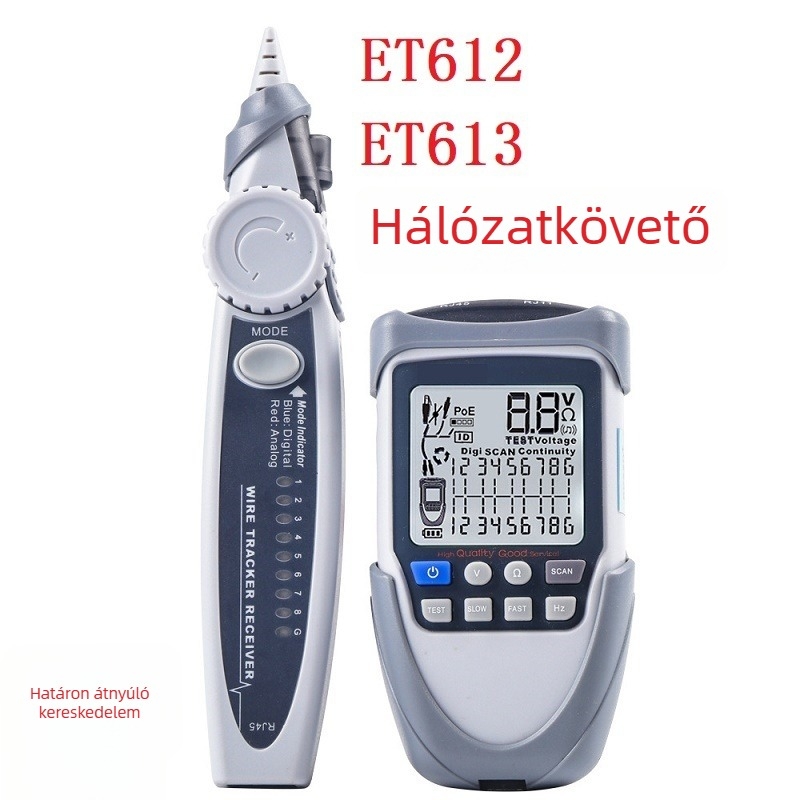 ET612 Ethernet vonalkereső LCD kijelzővel; ET613 akkumulátor- és PoE feszültségmérő