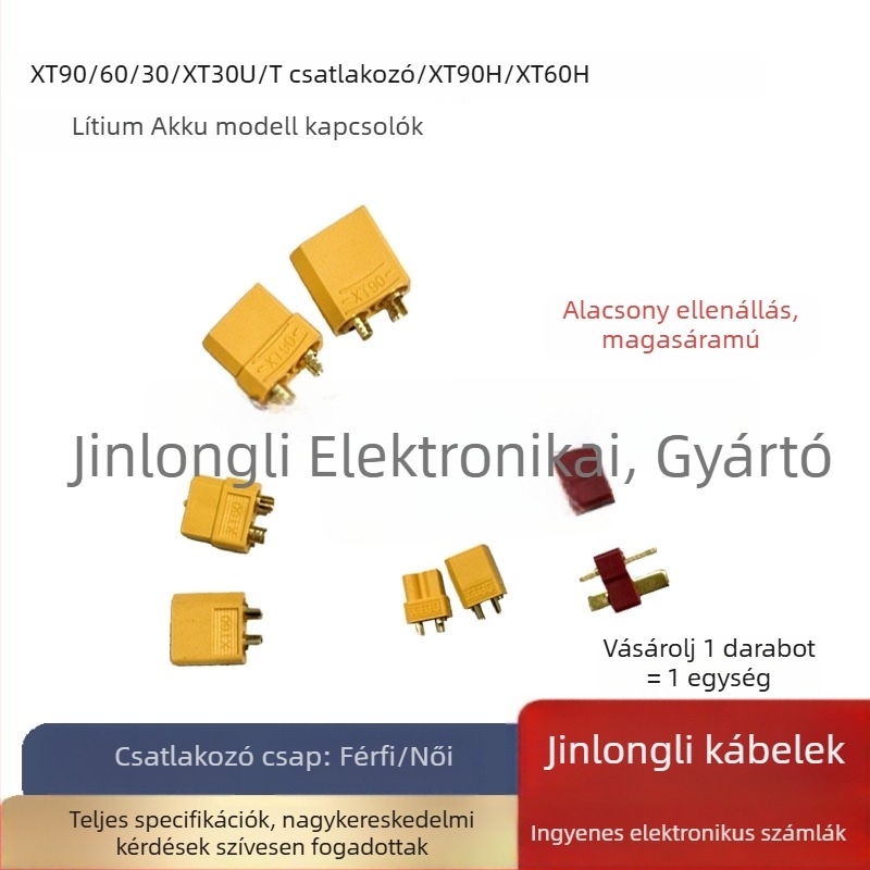 XT90/XT60/XT30-T plug tesztcsatlakozók LiPo akkukhoz modell repülőkhöz, férfi és női, aranyozott