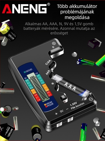 BT158 Akkumulátor energia-detektora – Digitális LCD-kijelző, a megmaradt energia mérése, feszültség- és kapacitástesztelő univerzális akkumulátorhoz