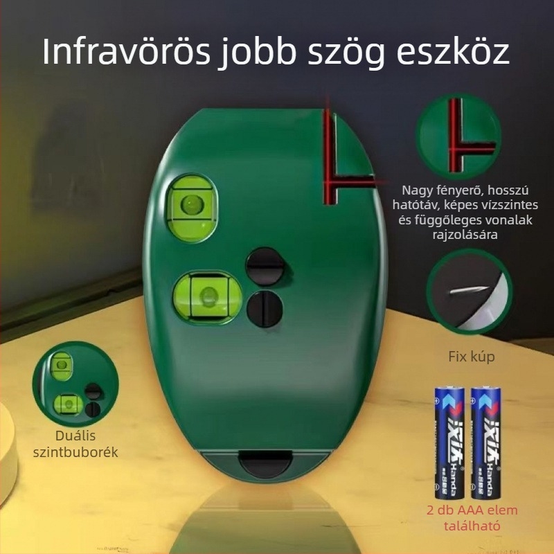 Lézeres szintmérő infravörös vonaljelzővel, 90°-os szög, automatikus működés, magas precíziós vonal a talajon, túllépés-érzékelő
