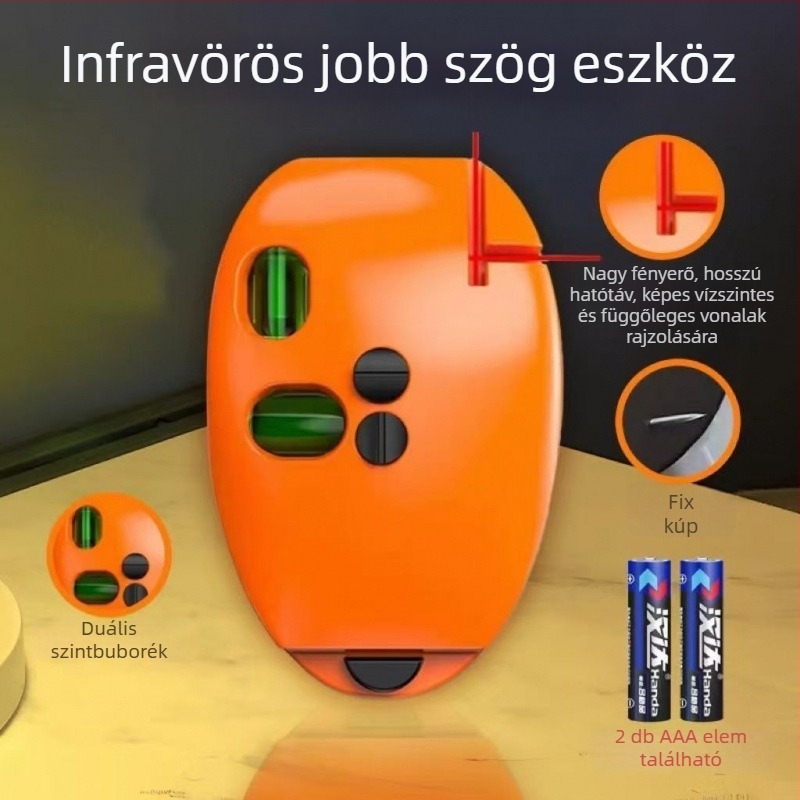 Lézeres szintmérő infravörös vonaljelzővel, 90°-os szög, automatikus működés, magas precíziós vonal a talajon, túllépés-érzékelő