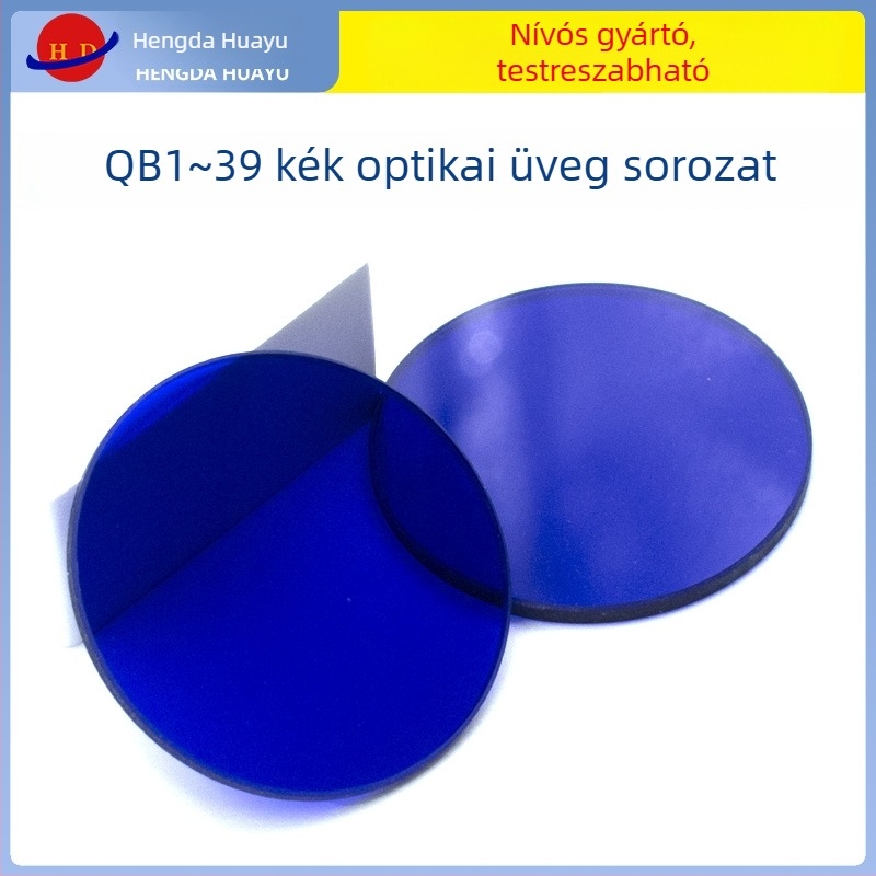 QB1-39 Abszorbeáló ciánkék üveg szűrő 300–1060 nm tartományhoz, színezett optikai üveg lencse