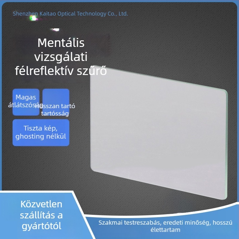 Kaitao Optics félig tükröző félig átlátszó fényosztó lemez gépi látáshoz, modell KT-BS50/50, optikai kommunikáció, lézer, 3D mérés, digitális mikroszkóp