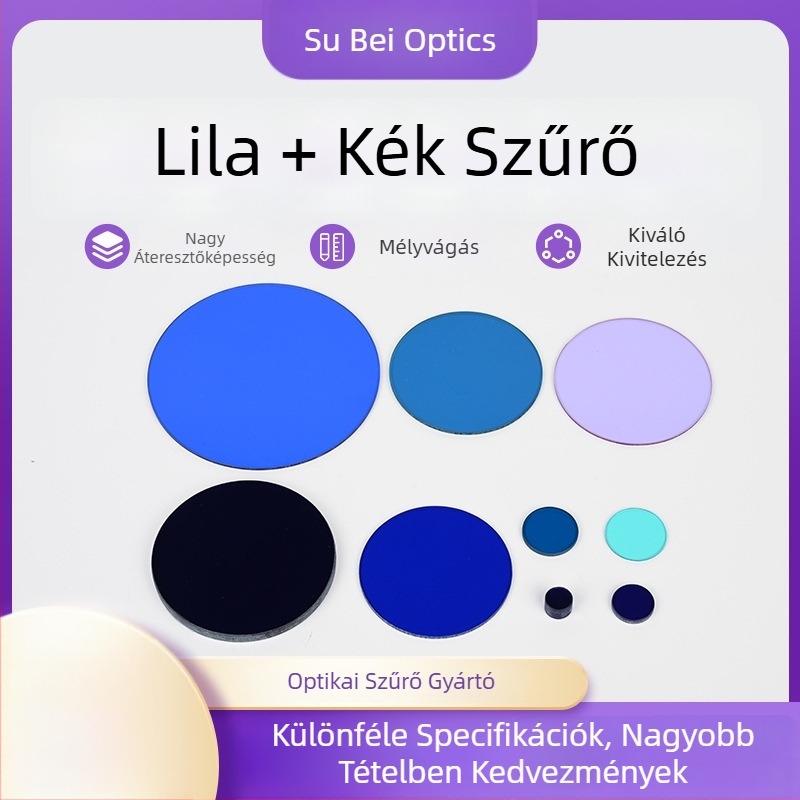 Lila abszorpciós típusú optikai üveg színszűrő, band-pass szűrő optikai eszközökhöz, kék szűrő