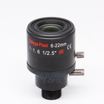 Kézi zoomos zoomobjektív zárakkal, 6-22 mm, M12 csatlakozás, F1.6, 1/2.5 hüvelykes szenzor, minimális fókusztávolság 0,3 m