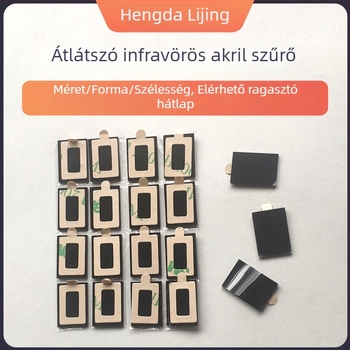Infravörös szenzoros akrillemez, PMMA anyagú, egyedi feldolgozás; infravörös szűrő 700/710/780 nm, átvitel 90%, vastagság 0,5–2,0 mm