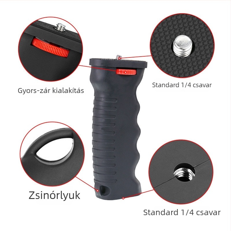 Kézi stabilizátor mobiltelefonhoz élő közvetítéshez — Grip típusú állvány, műanyag test, terhelhetőség legfeljebb 2 kg, asztali VLOG világító készlet