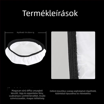 Vakufotózásra készült lámpaernyő poliészter difúzorral, lágy megvilágítással