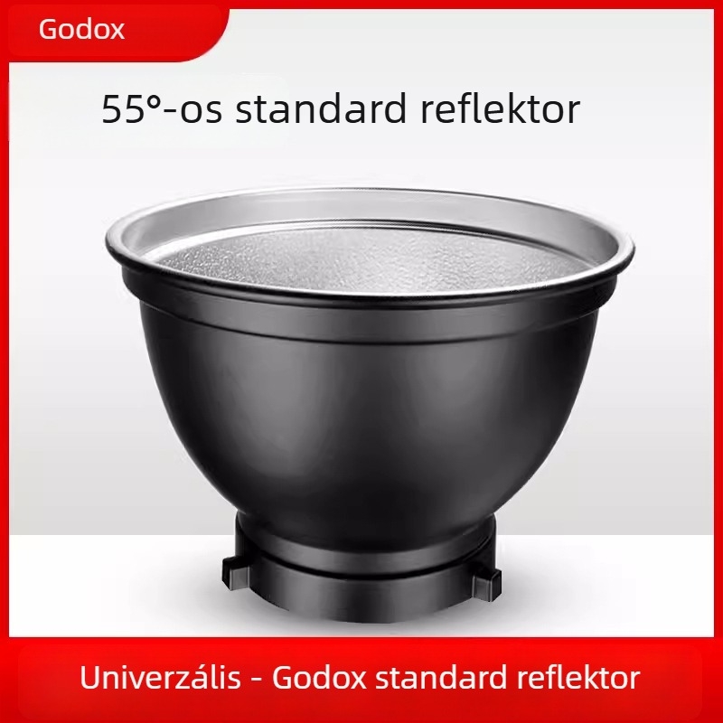 Stúdiófény 55°-os reflexorral, méhsejt rács, háttérvilágítás, fedél a reflektorra, alumíniumötvözet