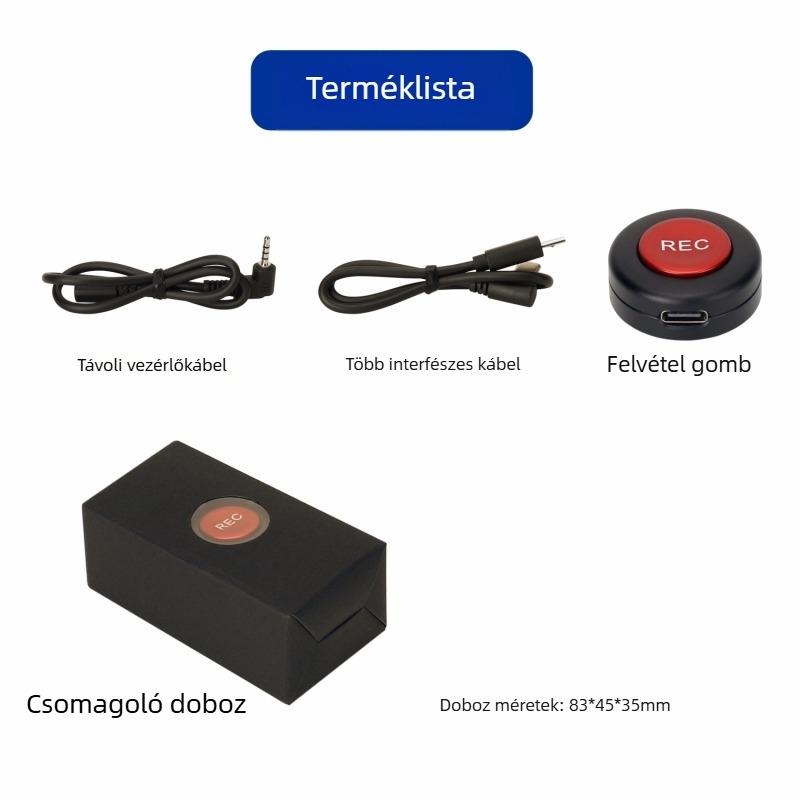 Kamera felvételi vezérlő, modell D10, alumínium ötvözet, kompatibilis kamerákkal, tömeg 16,5 g