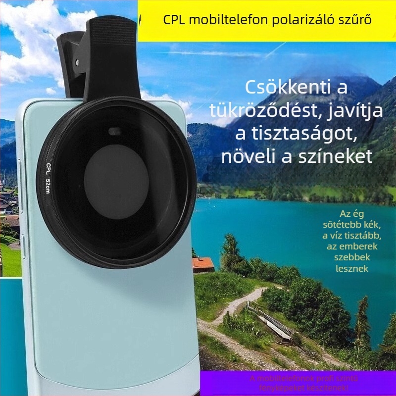 Polarizáló szűrő mobiltelefonokhoz, ultratiszta bevonattal a vízfelületi fényvisszaverődés csökkentésére