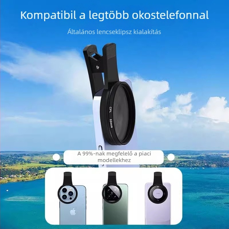 Polarizáló szűrő mobiltelefonokhoz, ultratiszta bevonattal a vízfelületi fényvisszaverődés csökkentésére