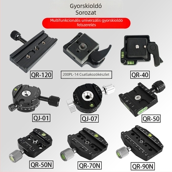 Fényképezőgép felszerelés Univerzális Gyorskioldó Lemez a Tripodhoz, Alumínium-ötvözet, 1/4-20 UNC menet, Maximális teher 6–10 kg, Tömeg 0,5 kg