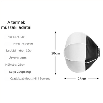 Mini Baorong kézi világító eszközhöz diffúz fénykészülék, Nylon ABS/Oxford anyagból, tömeg 0,22 kg, maximális terhelés 2 kg alatt